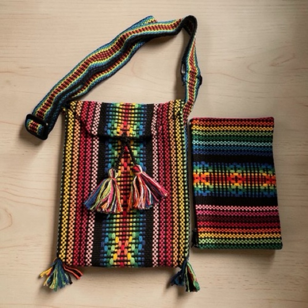 Oland Colorful Woven Shoulder Mexican Tote BOHO Bag Set